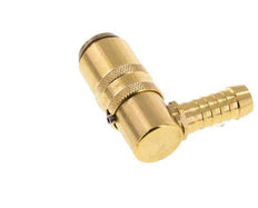 Brass DN 6 Mold Coupling Socket 9 mm Hose Pillar Unlocking Protection Double Shut-Off 90-deg