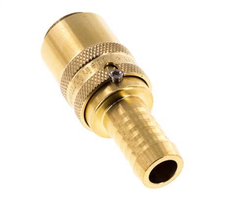 Brass DN 9 Mold Coupling Socket 13 mm Hose Pillar Unlocking Protection Double Shut-Off