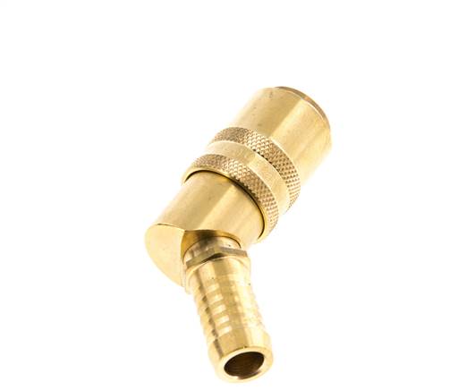 Messing DN 9 Formkupplung Muffe 13 mm Schlauchsäule Doppelabsperrung 45-deg