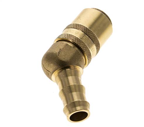 Messing DN 9 Formkupplungsmuffe 12,7 mm Schlauchsäule Doppelabsperrung 45-Grad