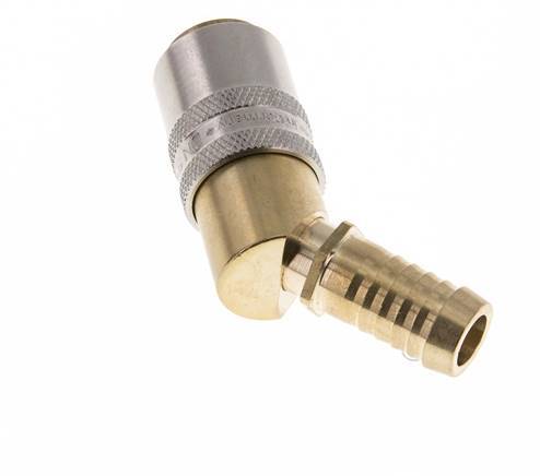 Brass DN 9 Mold Coupling Socket 13 mm Hose Pillar 45-deg