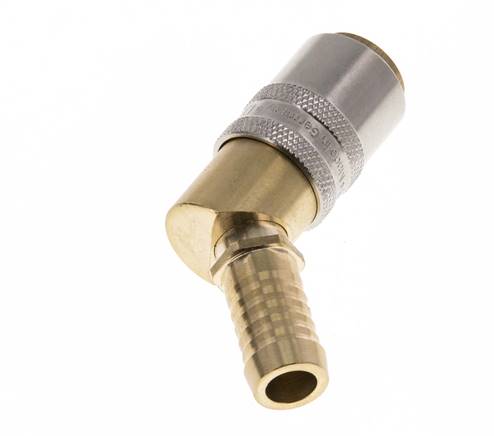 Messing DN 9 Form-Kupplungsmuffe 13 mm Schlauchpfeiler 45-deg