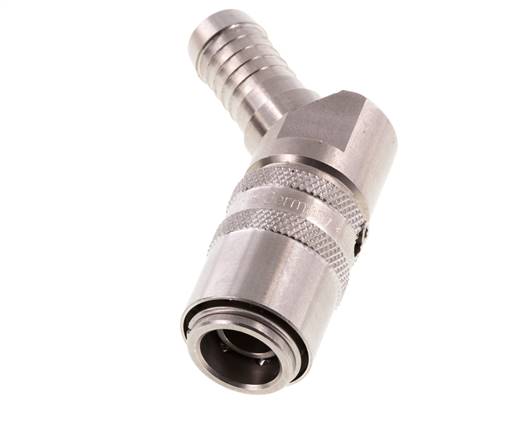 Edelstahl DN 9 Formkupplungsmuffe 13 mm Schlauchsäule 45-deg