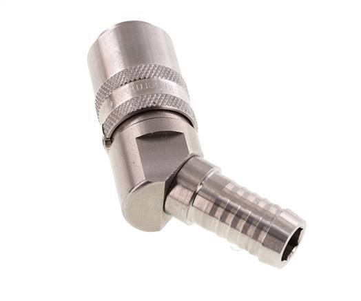 Stainless Steel DN 9 Mold Coupling Socket 13 mm Hose Pillar 45-deg