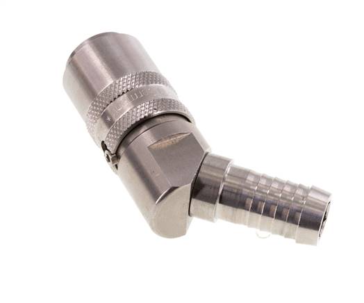 Edelstahl DN 9 Formkupplungsmuffe 13 mm Schlauchsäule 45-deg