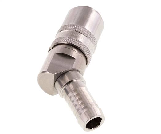 Edelstahl DN 9 Formkupplungsmuffe 13 mm Schlauchsäule 45-deg