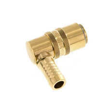 Brass DN 9 Mold Coupling Socket 13 mm Hose Pillar Unlocking Protection Double Shut-Off 90-deg