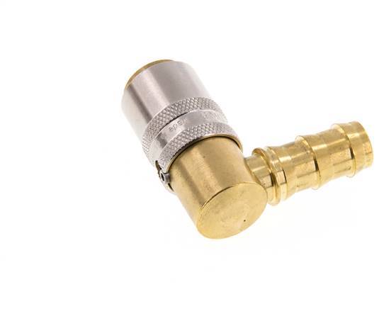 Brass DN 9 Mold Coupling Socket 12.7 mm Hose Pillar Unlocking Protection 90-deg