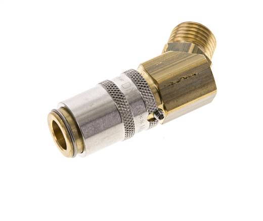 Messing DN 6 Formkupplung Muffe M14x1,5 Außengewinde Entriegelungsschutz 45-deg