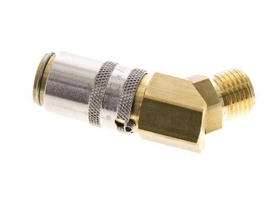 Brass DN 6 Mold Coupling Socket G 1/4 inch Male Threads Unlocking Protection 45-deg