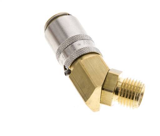 Brass DN 6 Mold Coupling Socket G 1/4 inch Male Threads Unlocking Protection 45-deg