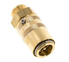 Brass DN 9 Mold Coupling Socket G 3/8 inch Male Threads Unlocking Protection Double Shut-Off