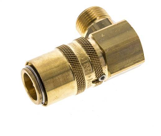 Messing DN 9 Formkupplung Muffe G 3/8 Zoll Außengewinde Entriegelungsschutz Doppelabsperrung 90-Grad