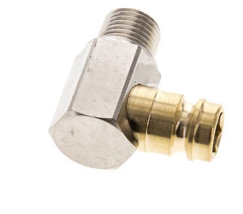 Brass DN 9 Mold Coupling Plug R 1/4 inch Male Threads 90-deg