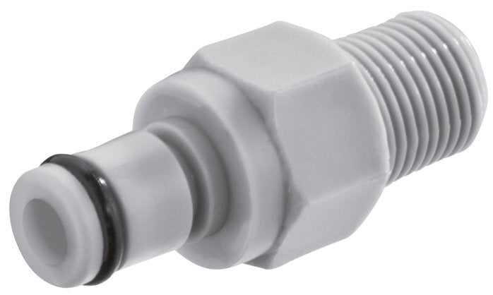 PP DN 3.2 Linktech-Kupplungsstecker 1/8 Zoll NPT-Außengewinde Grau Serie 20