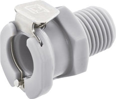 PP DN 6,4 Linktech-Kupplung Muffe 1/4 Zoll NPT-Außengewinde Doppelabsperrung Grau Serie 40