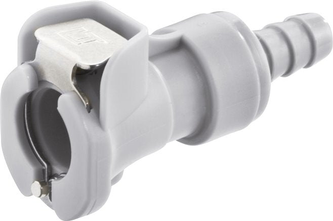 PP DN 6,4 Linktech-Kupplungsmuffe 6,4 mm Schlauchsäule Doppelabsperrung Grau Serie 40