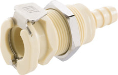 PP DN 6.4 Linktech Coupling Socket 6.4 mm Hose Pillar Bulkhead Double Shut-Off Beige 40 Series