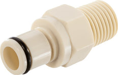 PP DN 6.4 Linktech Kupplungsstecker 1/4 Zoll NPT-Außengewinde Doppeltes Absperrventil Beige 40 Serie