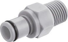 PP DN 6.4 Linktech-Kupplungsstecker 1/4 Zoll NPT-Außengewinde Grau Serie 40