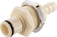 PP DN 6.4 Linktech Kupplungsstecker 6.4 mm Schlauchsäule Bulkhead Doppelabsperrung Beige 40 Serie