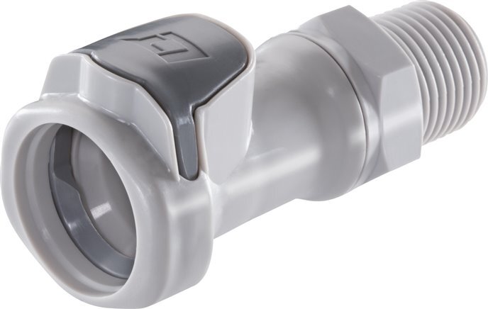 PP DN 9.5 Linktech Coupling Socket 1/2 inch Male NPT Threads Double Shut-Off 60 Series