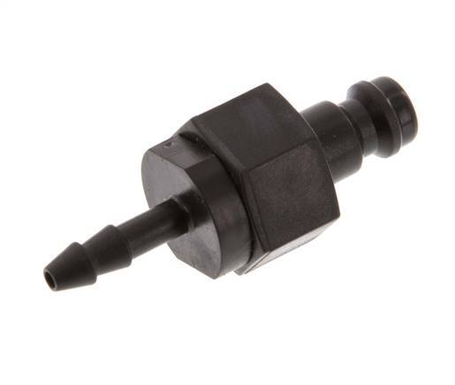 POM DN 5 Kupplungsstecker 4 mm Schlauchsäule Doppelabsperrung