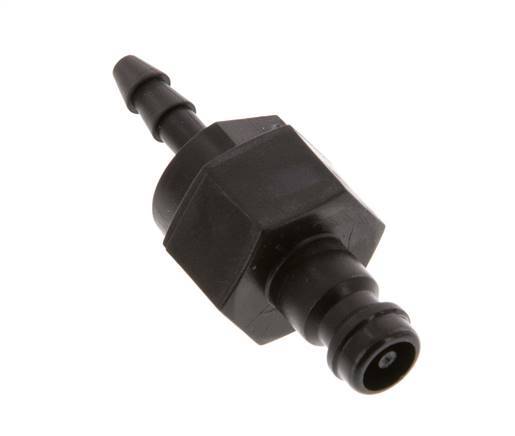 POM DN 5 Kupplungsstecker 4 mm Schlauchsäule Doppelabsperrung