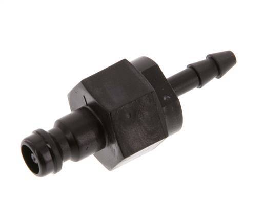 POM DN 5 Kupplungsstecker 4 mm Schlauchsäule Doppelabsperrung