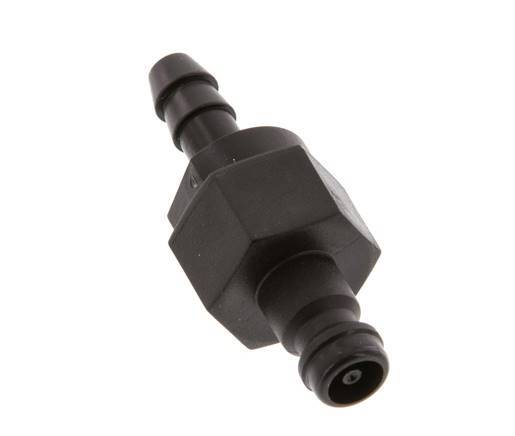 POM DN 5 Kupplungsstecker 6 mm Schlauchsäule Doppelabsperrung