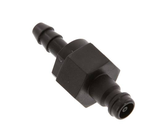 POM DN 5 Kupplungsstecker 6 mm Schlauchsäule Doppelabsperrung
