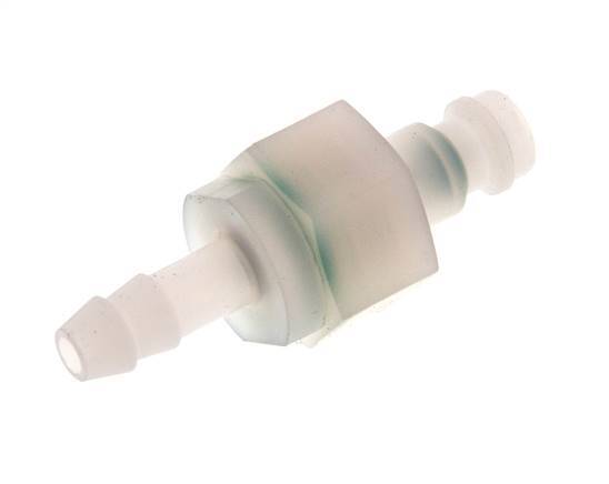PVDF DN 5 Kupplungsstecker 6 mm Schlauchsäule Doppelabsperrung