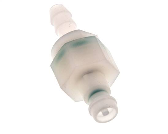 PVDF DN 5 Kupplungsstecker 6 mm Schlauchsäule Doppelabsperrung