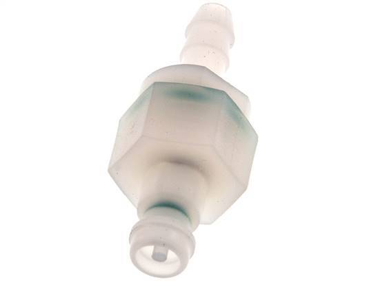 PVDF DN 5 Kupplungsstecker 6 mm Schlauchsäule Doppelabsperrung