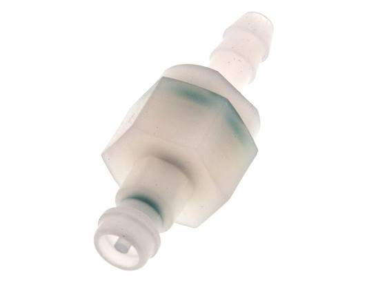 PVDF DN 5 Kupplungsstecker 6 mm Schlauchsäule Doppelabsperrung