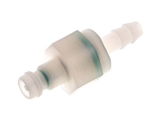 PVDF DN 5 Kupplungsstecker 6 mm Schlauchsäule Doppelabsperrung