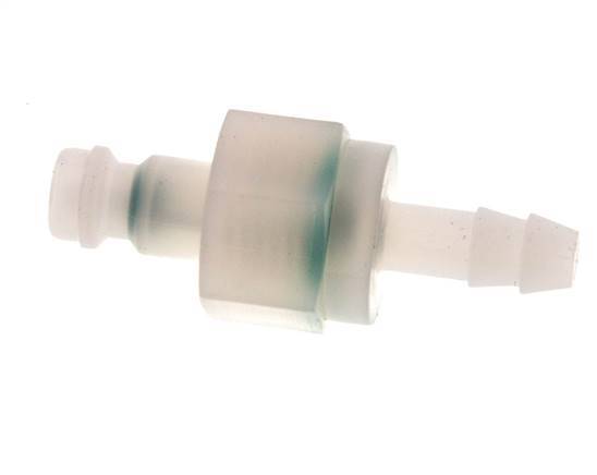 PVDF DN 5 Kupplungsstecker 6 mm Schlauchsäule Doppelabsperrung