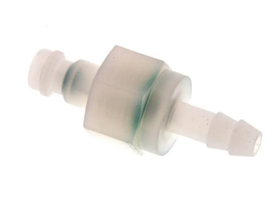 PVDF DN 5 Kupplungsstecker 6 mm Schlauchsäule Doppelabsperrung