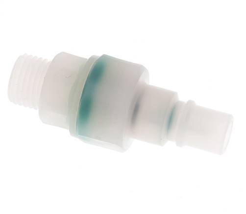 PVDF DN 7.2 Kupplungsstecker G 1/4 Zoll Außengewinde Doppelte Absperrung