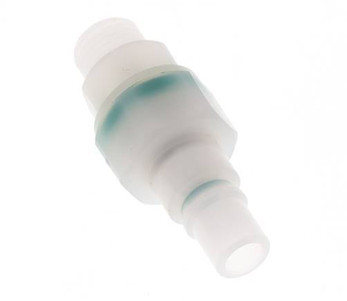 PVDF DN 7.2 Kupplungsstecker G 1/4 Zoll Außengewinde Doppelte Absperrung