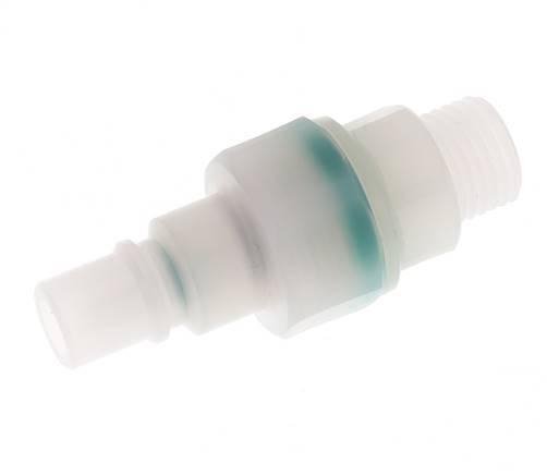 PVDF DN 7.2 Kupplungsstecker G 1/4 Zoll Außengewinde Doppelte Absperrung