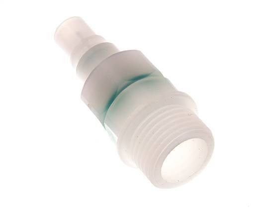 PVDF DN 7.2 Kupplungsstecker G 1/2 Zoll Außengewinde Doppelte Absperrung