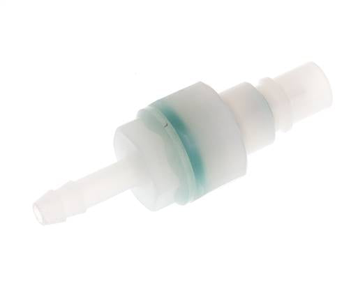 PVDF DN 7.2 Kupplungsstecker 6 mm Schlauchsäule Doppelabsperrung