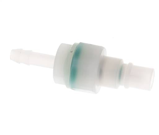 PVDF DN 7.2 Kupplungsstecker 6 mm Schlauchsäule Doppelabsperrung
