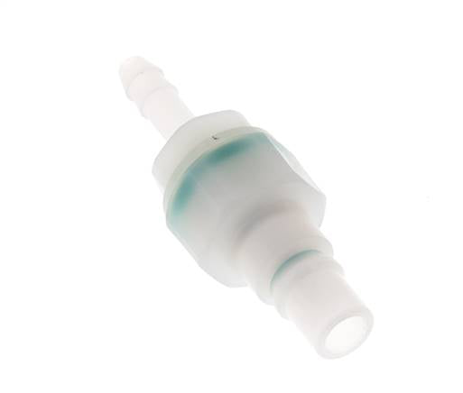 PVDF DN 7.2 Kupplungsstecker 6 mm Schlauchsäule Doppelabsperrung