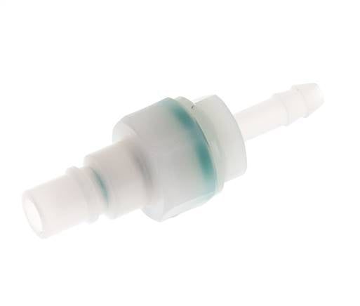PVDF DN 7.2 Kupplungsstecker 6 mm Schlauchsäule Doppelabsperrung