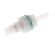 PVDF DN 7.2 Kupplungsstecker 6 mm Schlauchsäule Doppelabsperrung