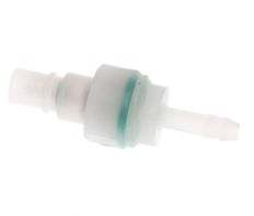 PVDF DN 7.2 Kupplungsstecker 6 mm Schlauchsäule Doppelabsperrung