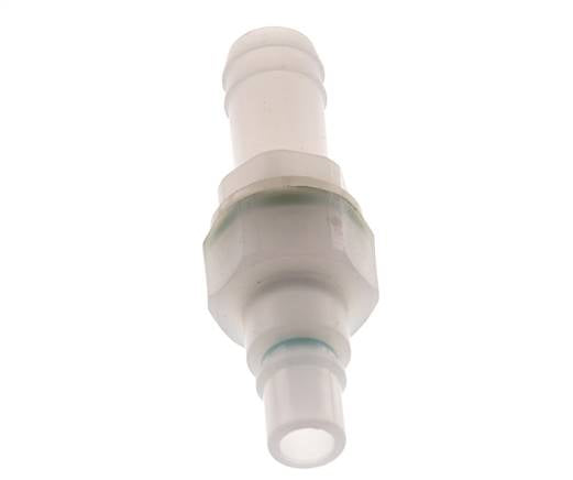 PVDF DN 7.2 Kupplungsstecker 13 mm Schlauchsäule Doppelabsperrung