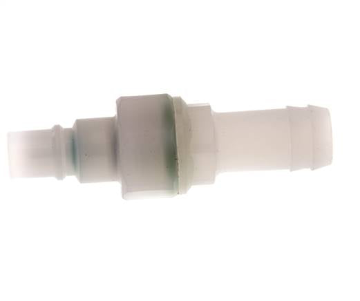 PVDF DN 7.2 Kupplungsstecker 13 mm Schlauchsäule Doppelabsperrung
